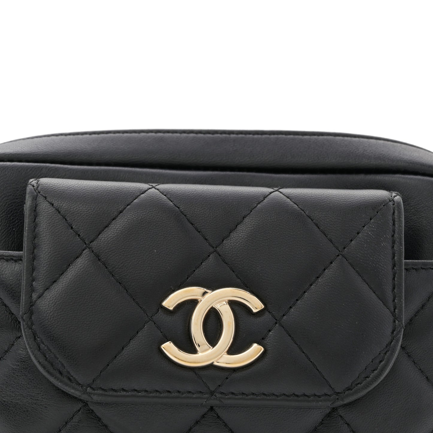 Lambskin Quilted Waist Bag Black