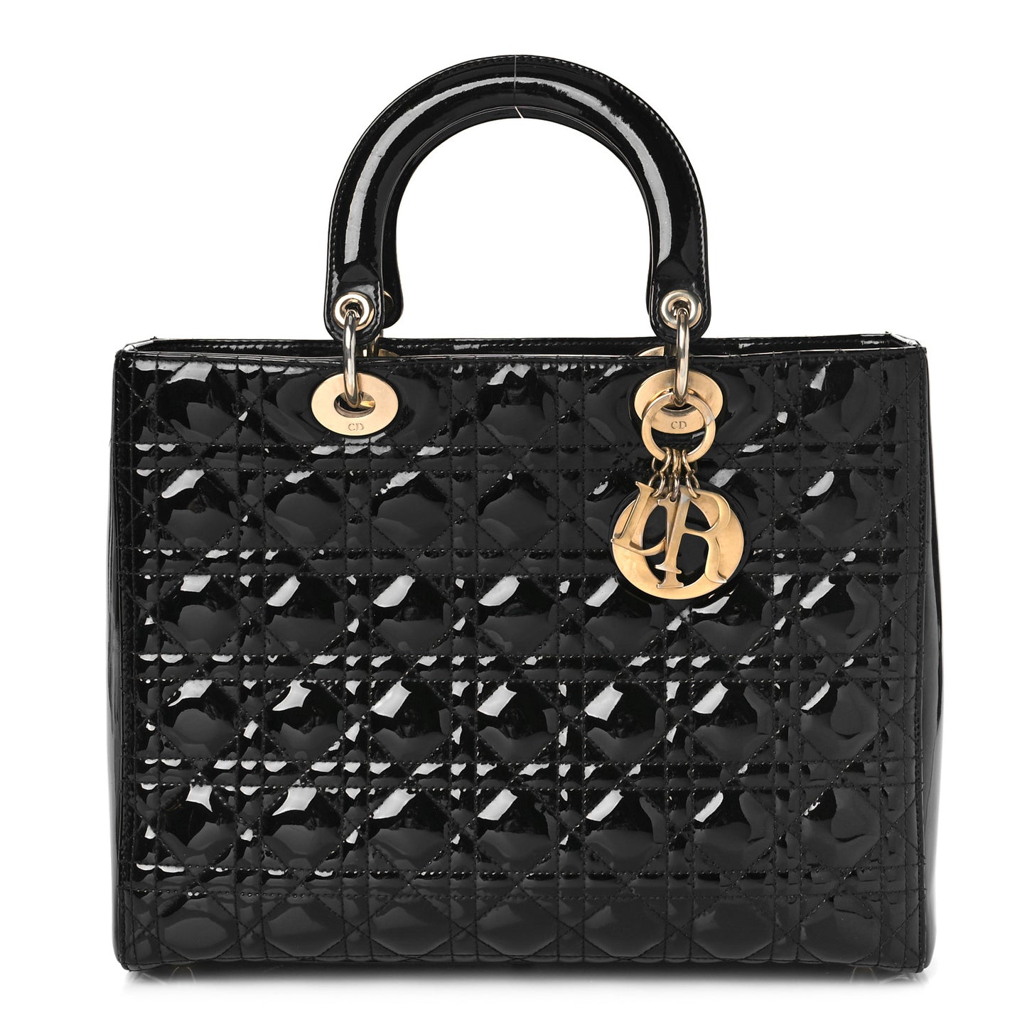 Patent Cannage Large Lady Dior Black