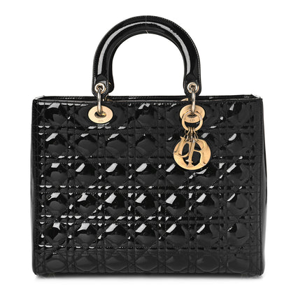 Christian Dior Patent Cannage Large Lady Dior Black 1 of 11