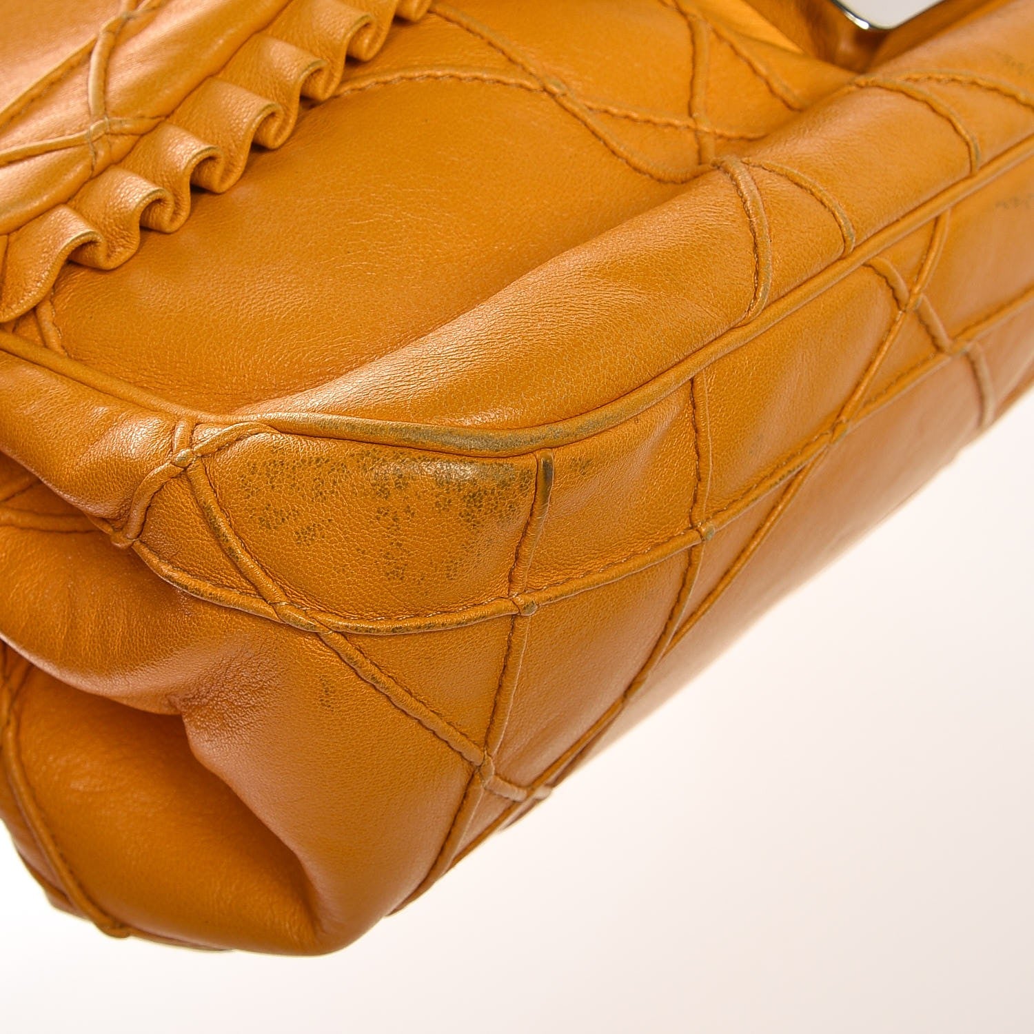 Christian Dior Lambskin Cannage Ruffle New Lock Flap Yellow 11 of 35