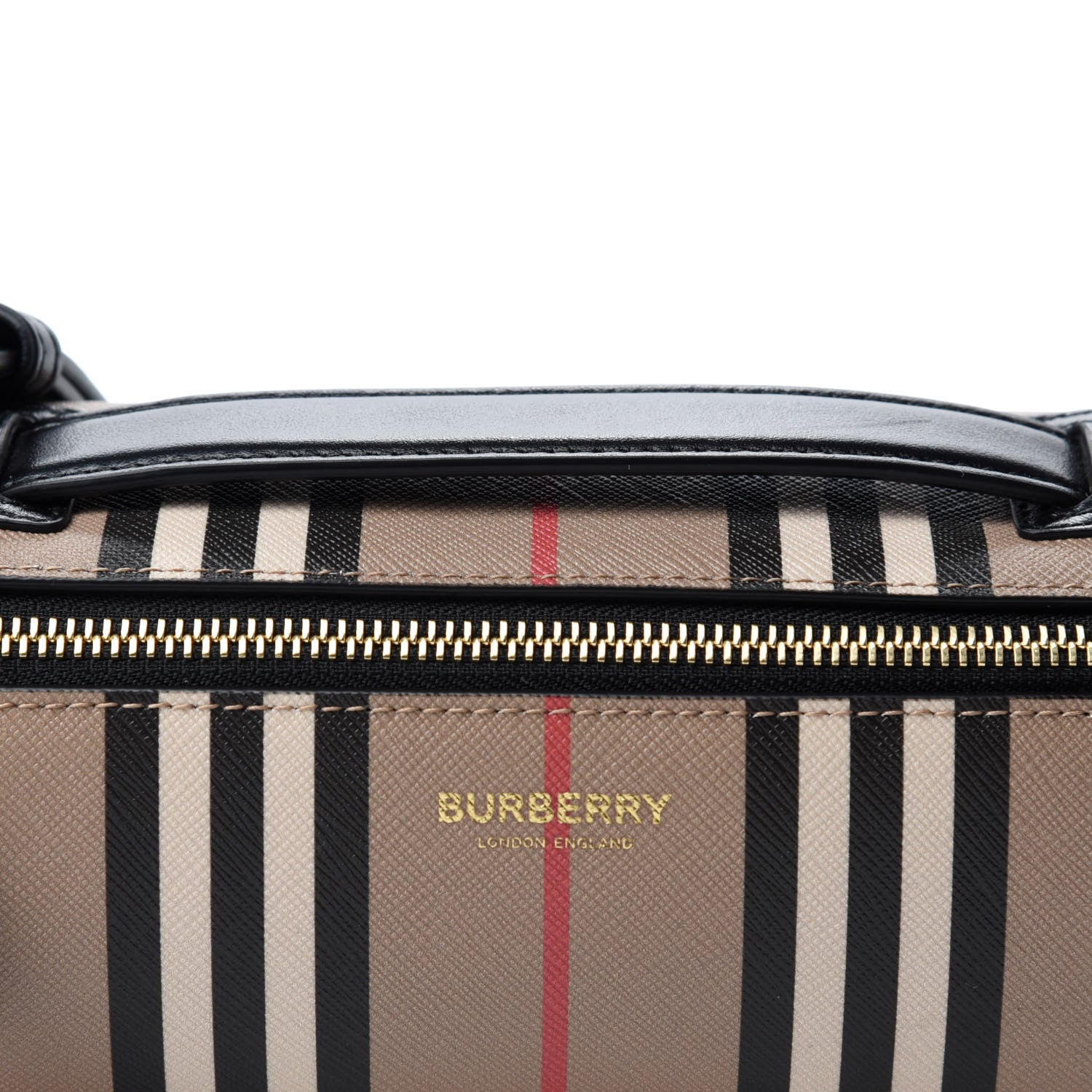 Burberry E-Canvas Calfskin Stripe Icon Barrel Bag Archive Beige 11 of 11