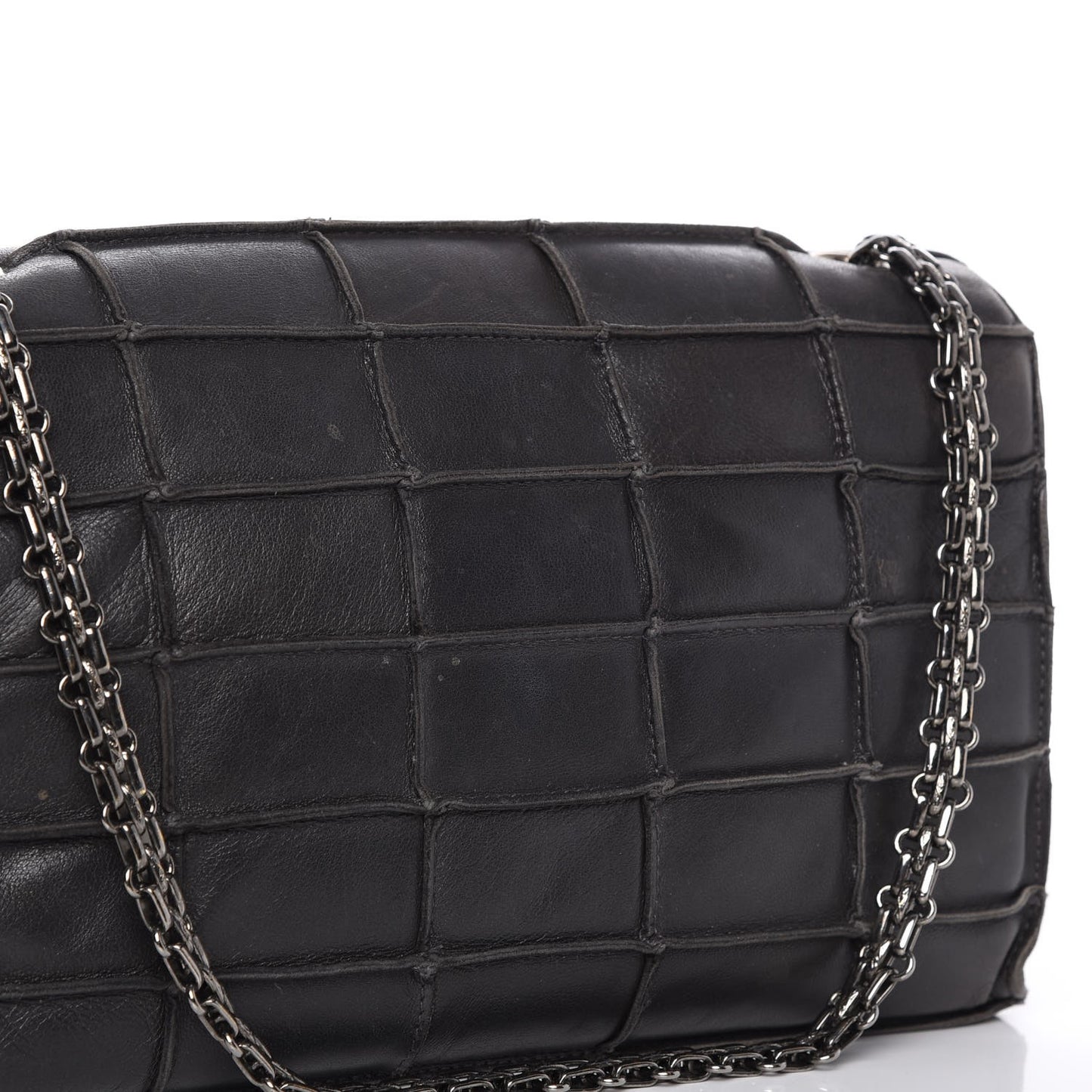 Lambskin Medium Patchwork Mademoiselle Flap Grey