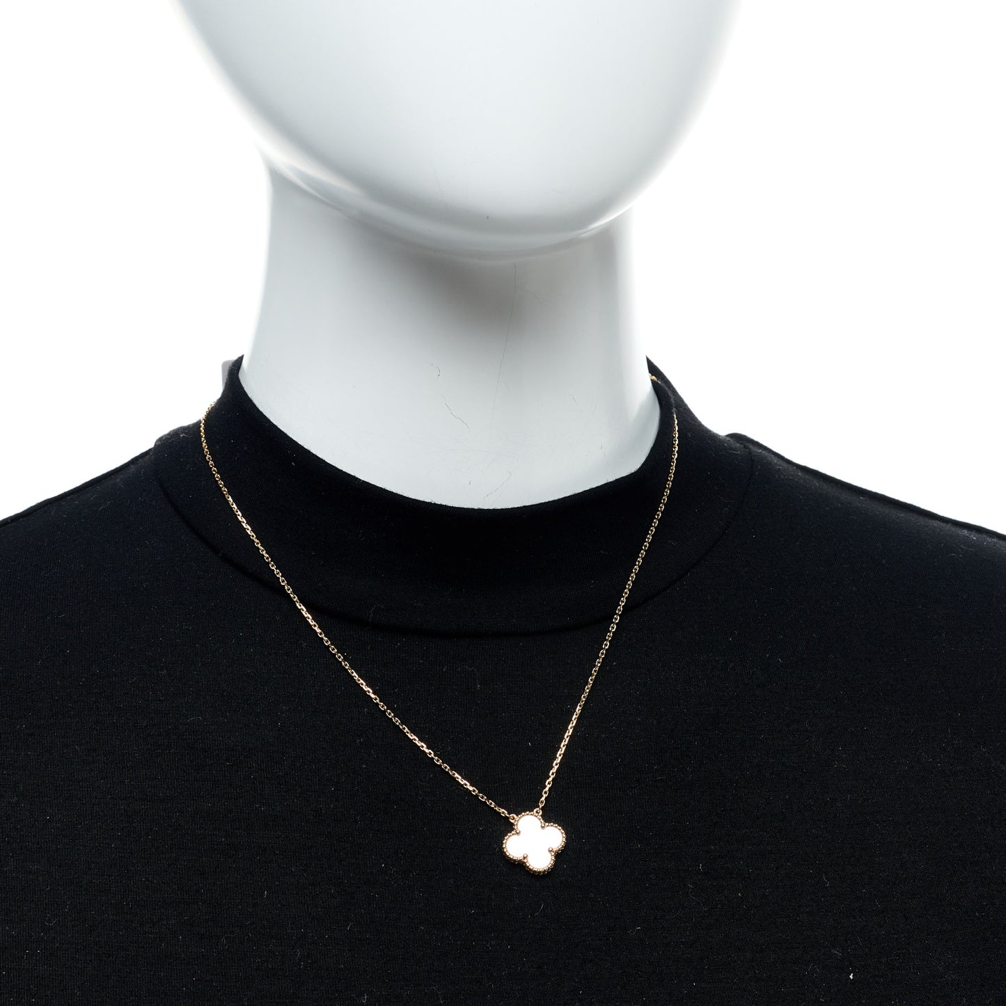 18K Yellow Gold Mother of Pearl Vintage Alhambra Pendant Necklace
