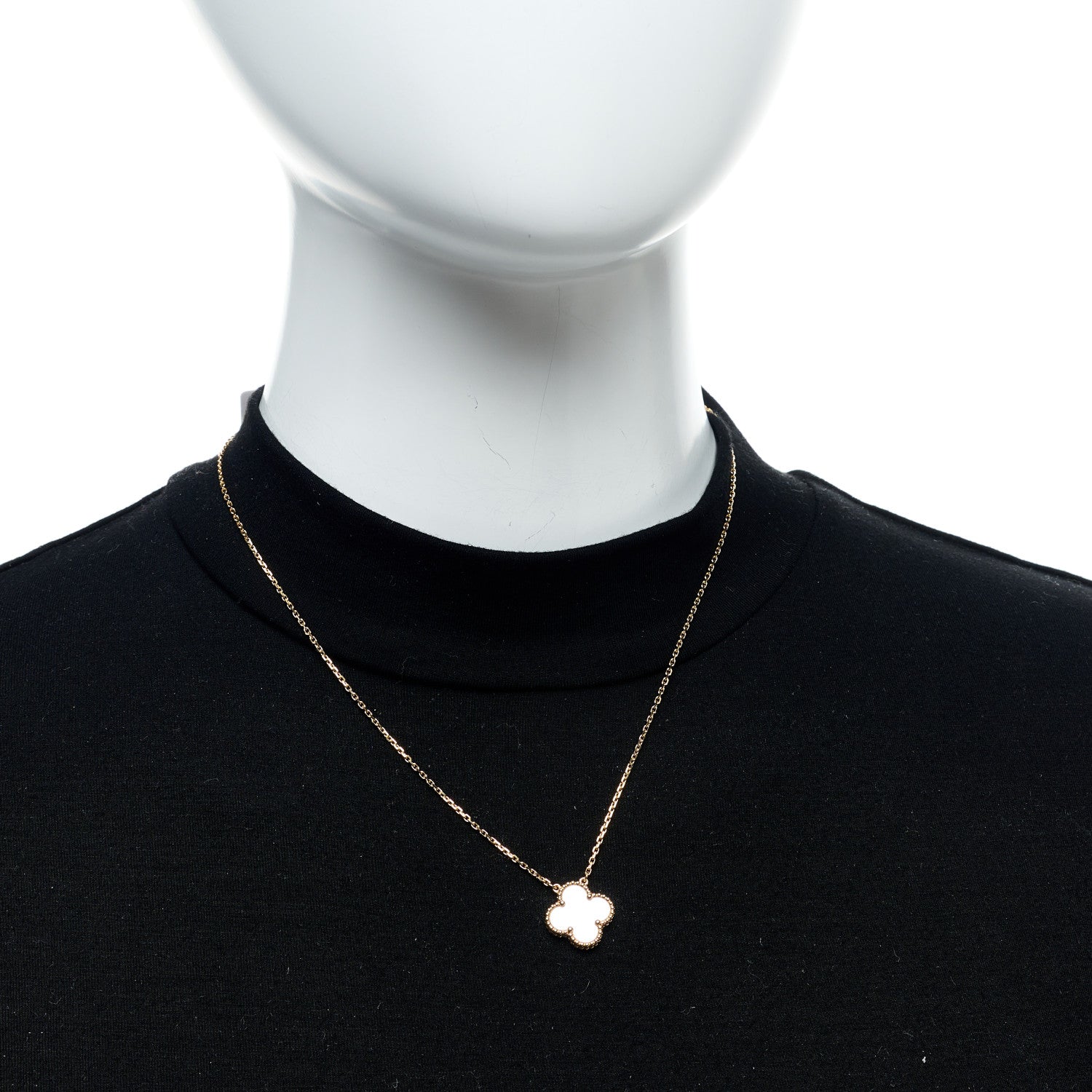 Van Cleef & Arpels 18K Yellow Gold Mother of Pearl Vintage Alhambra Pendant Necklace 2 of 6
