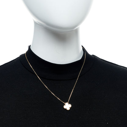 Van Cleef & Arpels 18K Yellow Gold Mother of Pearl Vintage Alhambra Pendant Necklace 2 of 6