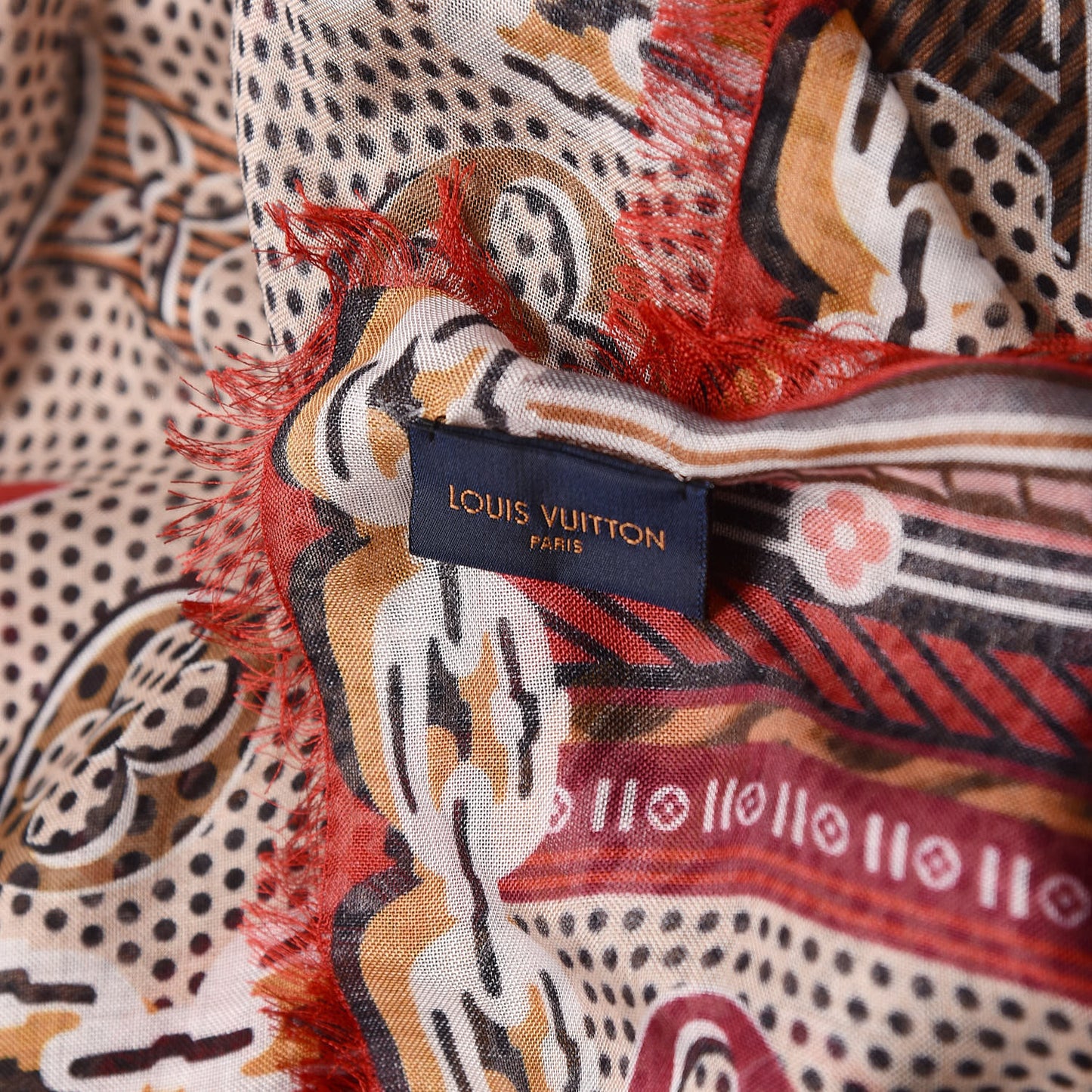 Silk Giant Pop Monogram Stole Beige