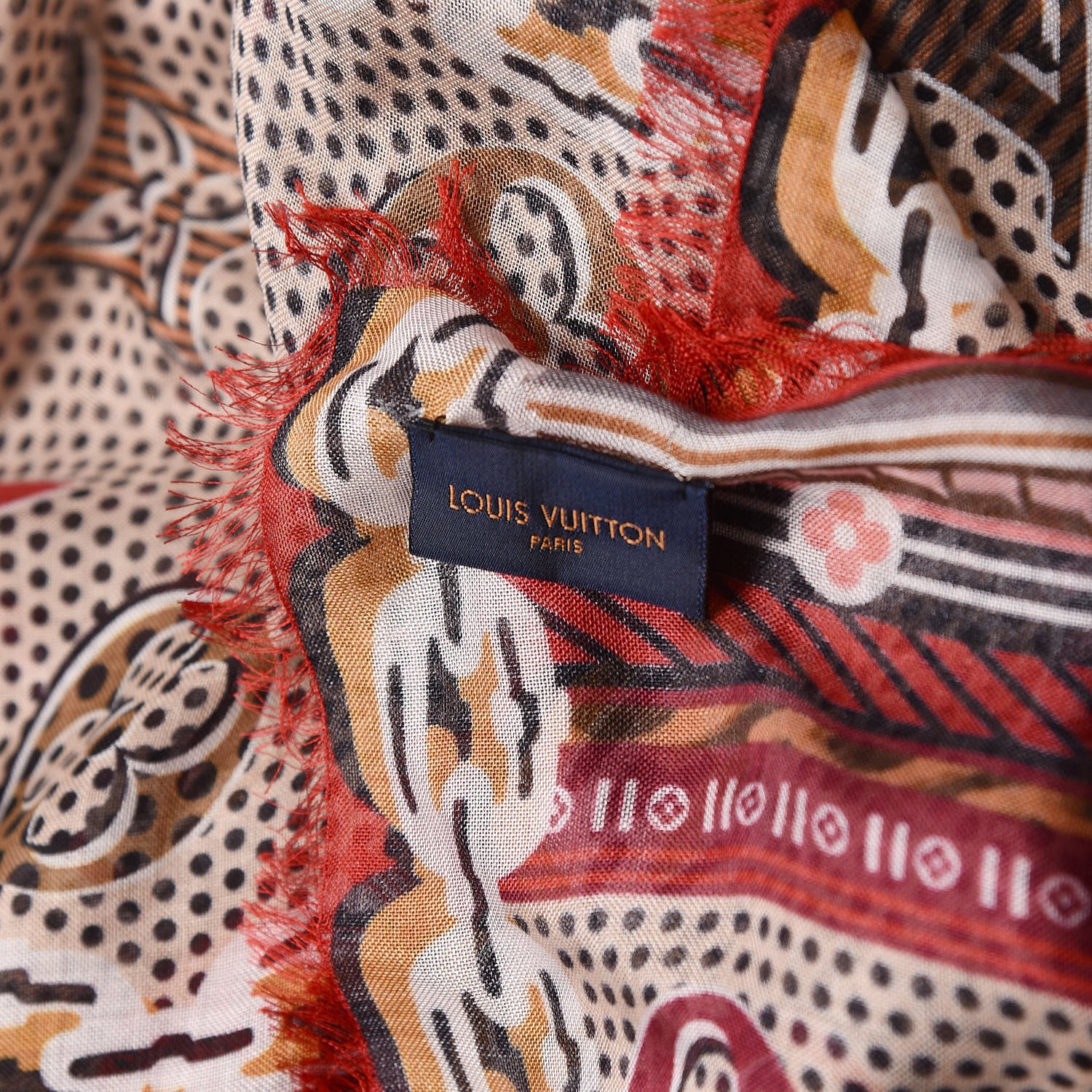 Louis Vuitton Silk Giant Pop Monogram Stole Beige 4 of 6