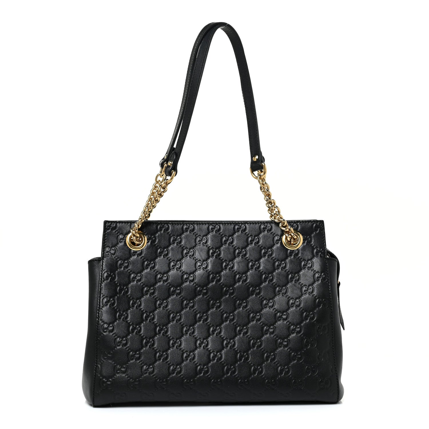 Gucci Guccissima Signature Medium Shoulder Tote Bag Black 1 of 12