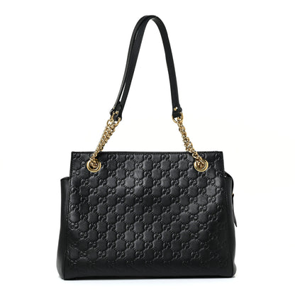 Gucci Guccissima Signature Medium Shoulder Tote Bag Black 1 of 12