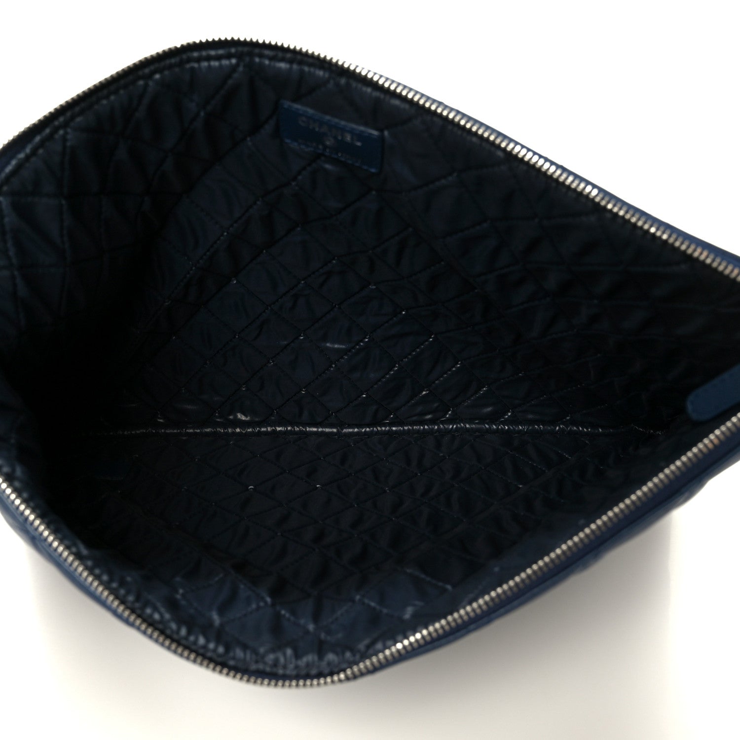 Chanel Lambskin Quilted Large Cosmetic Case Navy 5 of 8