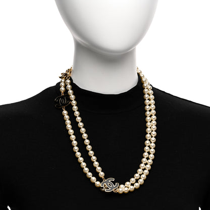 Chanel Pearl Beaded Resin CC Long Necklace Black Gold 2 of 6