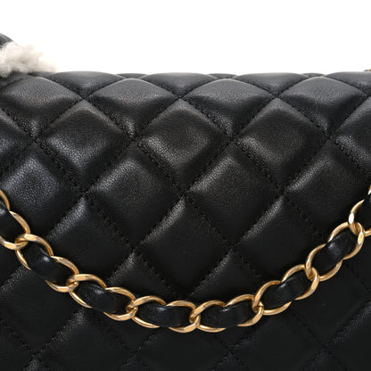 Chanel Lambskin Shearling Large CC Flap Bag Black White 8 of 11