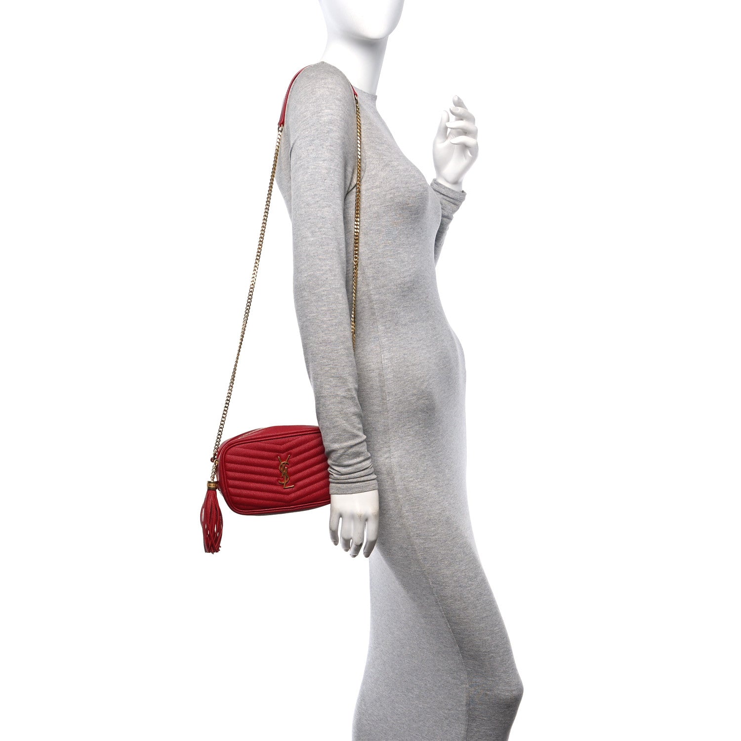 Saint Laurent Grain De Poudre Matelasse Monogram Mini Lou Camera Bag Eros Red 2 of 15