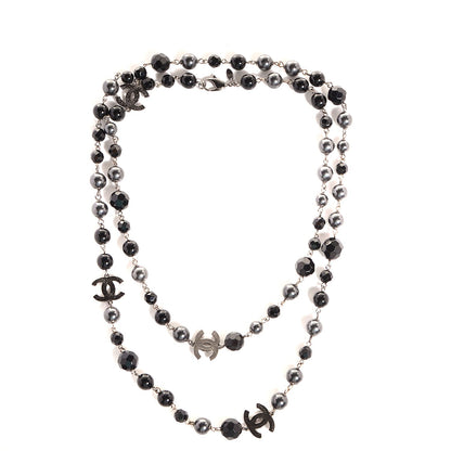 Chanel Ruthenium Pearl Beaded CC Long Necklace Black 1 of 5