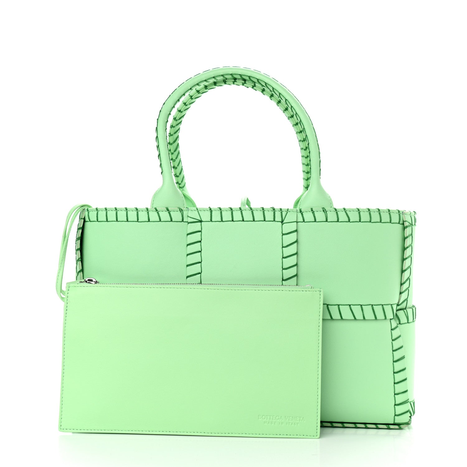 Bottega Veneta Nappa Maxi Intrecciato Overlock Stitched Small Arco Tote Wasabi Parakeet 3 of 11