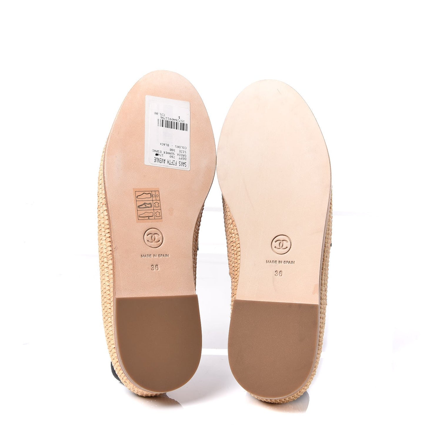 Lambskin Grosgrain CC Espadrilles 36 Black