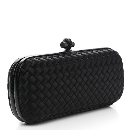 Bottega Veneta Satin Ayers Intreccio Impero Stretch Knot Clutch Black 3 of 11