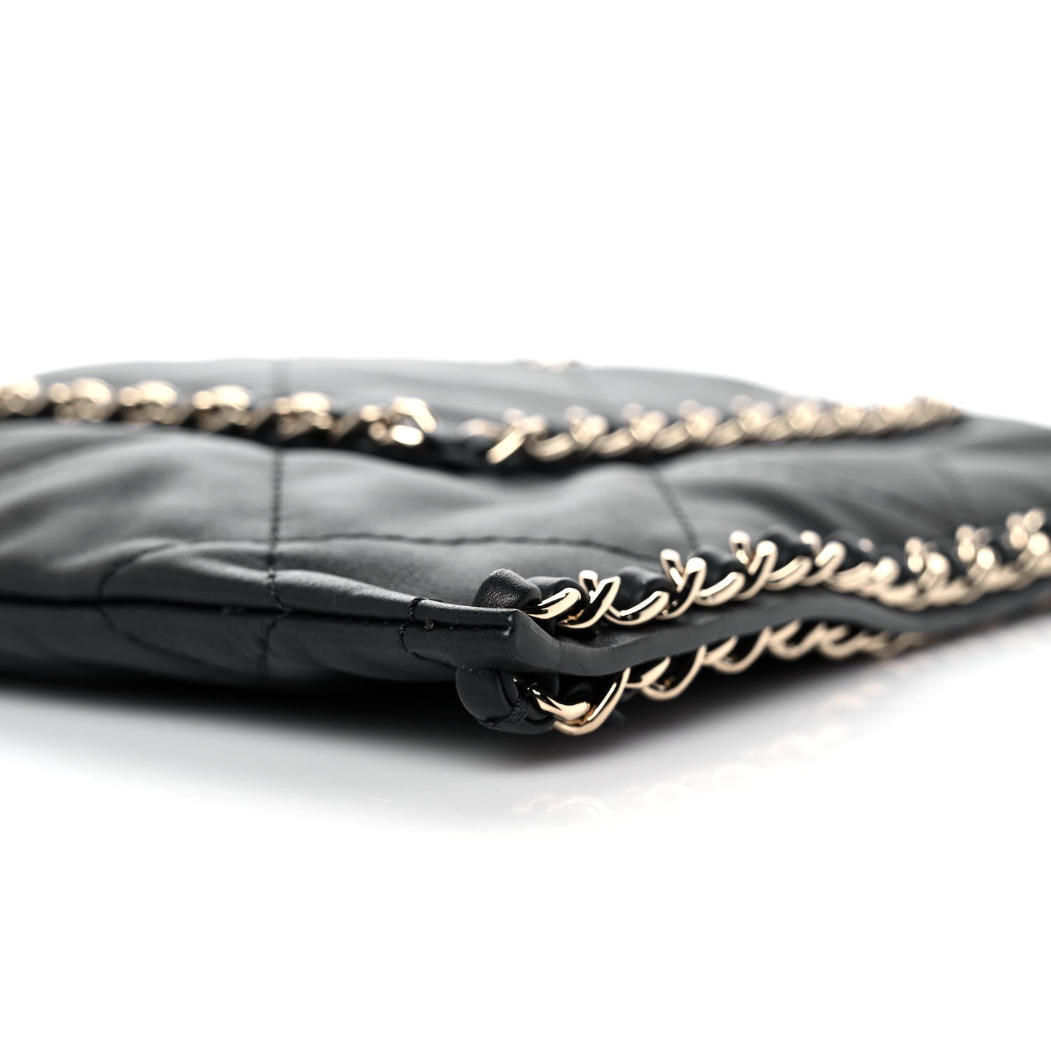 Chanel Calfskin Quilted Chain Flat Tote Black 9 of 10