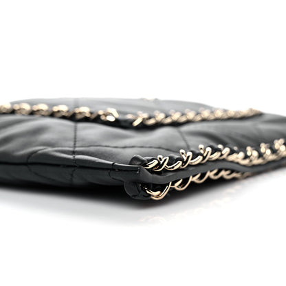 Chanel Calfskin Quilted Chain Flat Tote Black 9 of 10