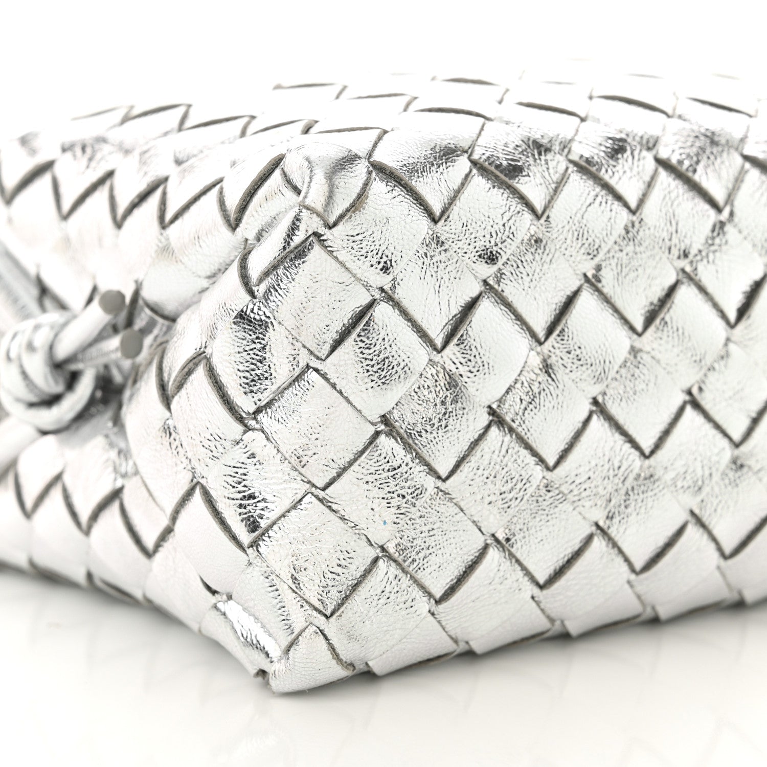 Bottega Veneta Metallic Nappa Intrecciato Medium Loop Camera Bag Silver 8 of 9