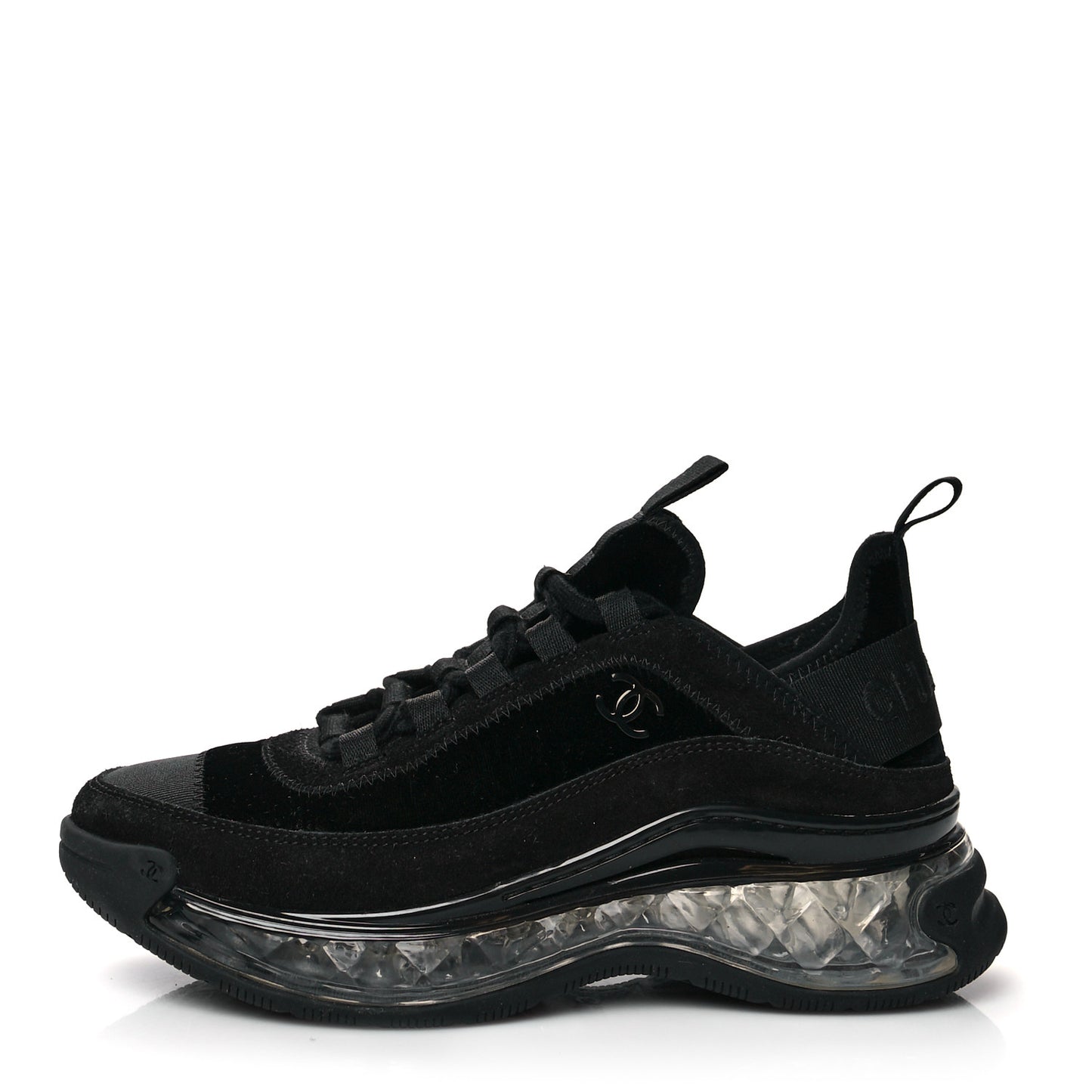 Suede Calfskin Velvet Grosgrain CC Sneakers 36 Black