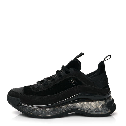 Chanel Suede Calfskin Velvet Grosgrain CC Sneakers 36 Black 1 of 8