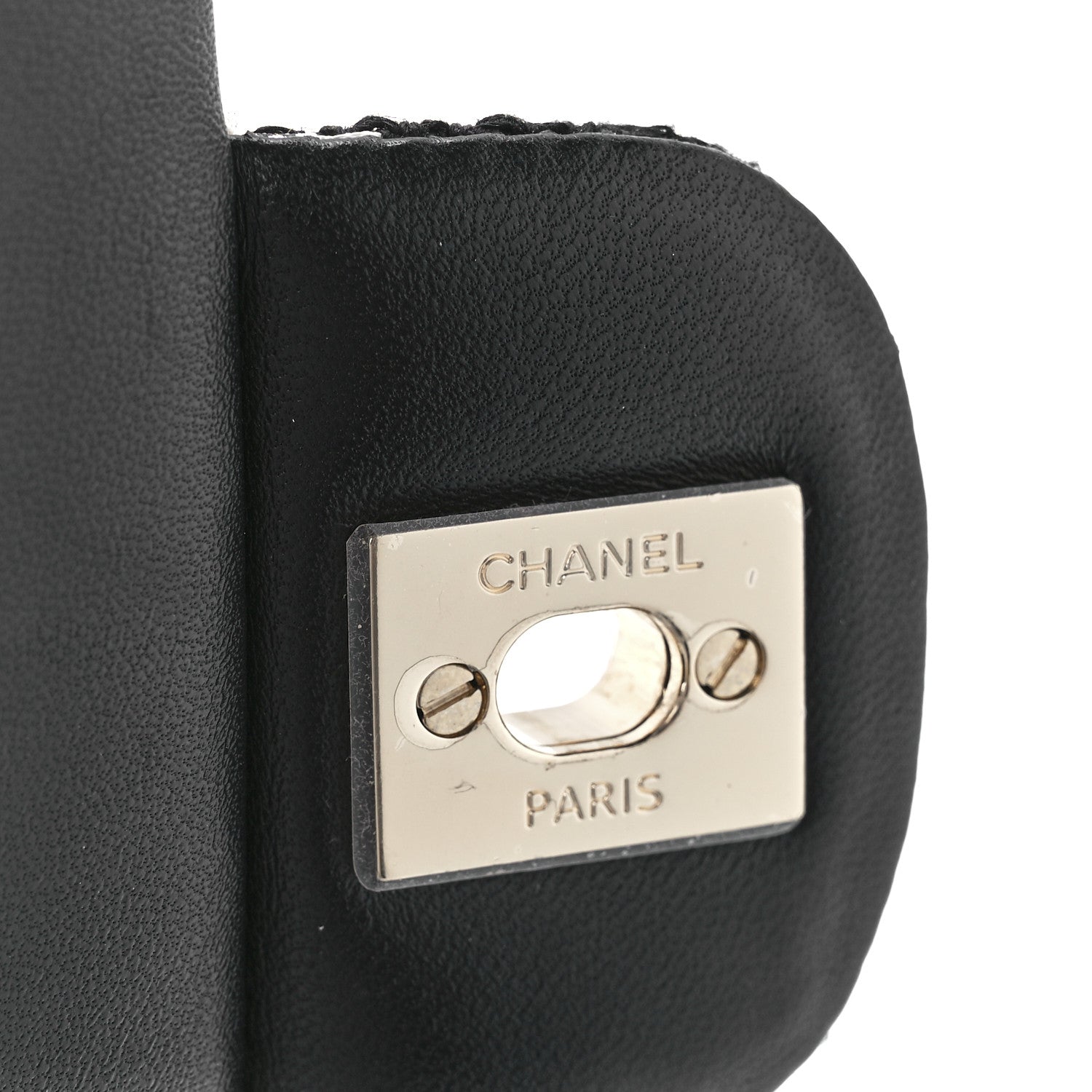 Chanel Tweed Quilted Medium Double Flap Black Ecru White 6 of 13