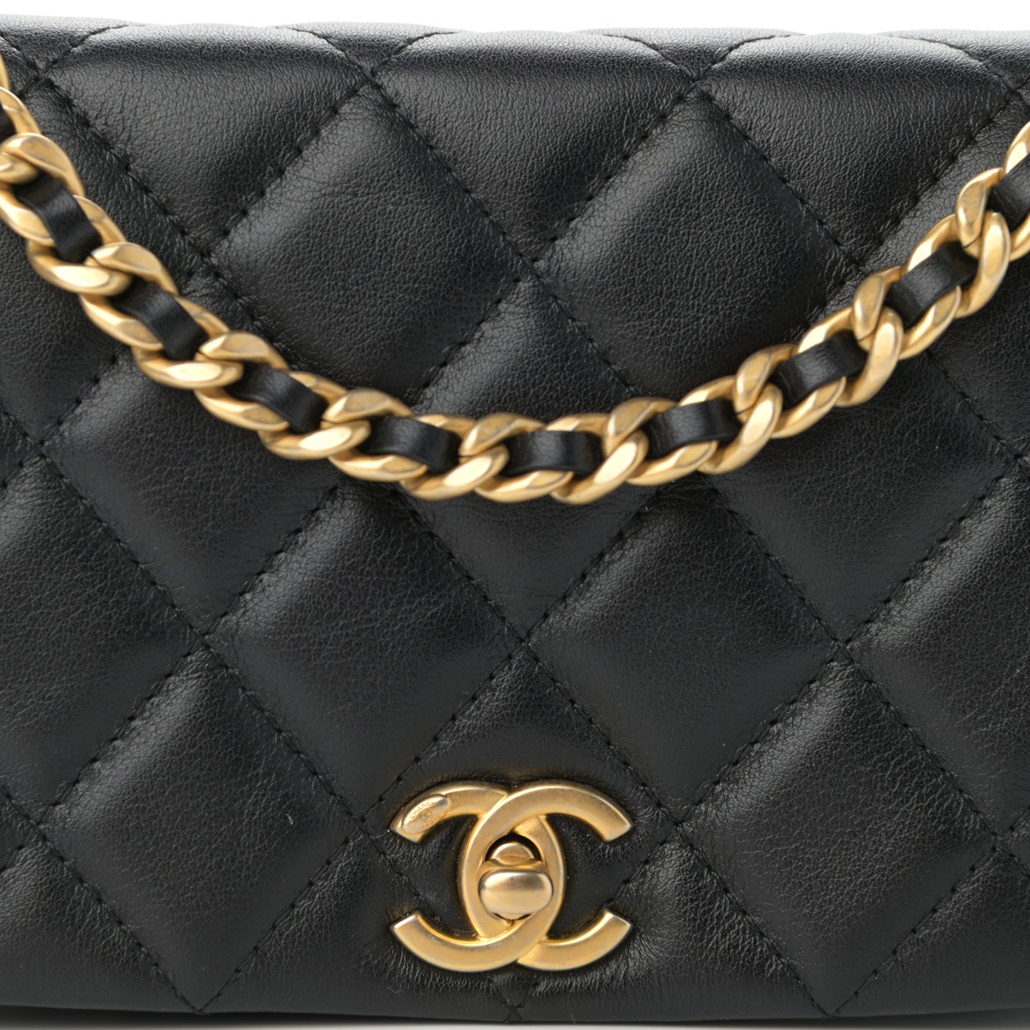 Chanel Calfskin Quilted Coco Mail Clutch With Chain Black 9 of 14