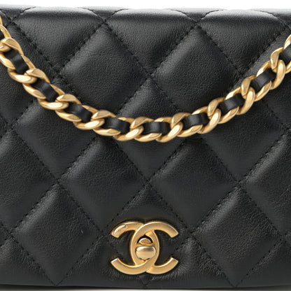 Chanel Calfskin Quilted Coco Mail Clutch With Chain Black 9 of 14