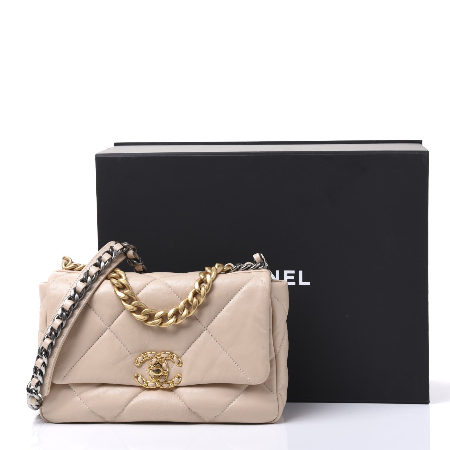 Chanel Lambskin Quilted Medium 19 Flap Beige 10 of 10