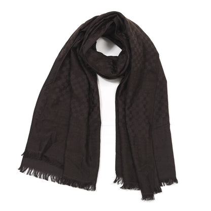 Louis Vuitton Silk Cashmere Monogram Damier Stole Brown 1 of 3