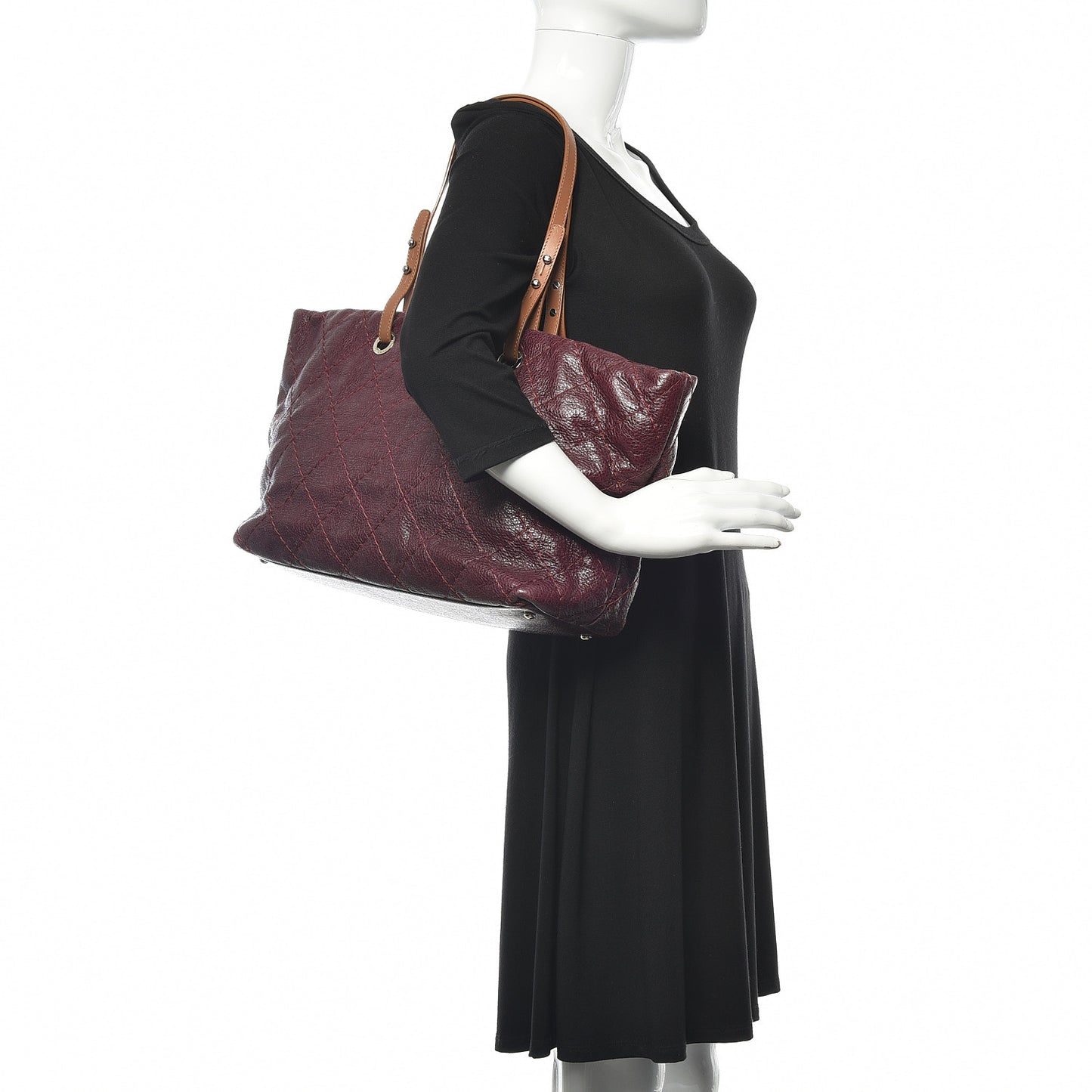 Glazed Calfskin Large On the Road Tote Plum