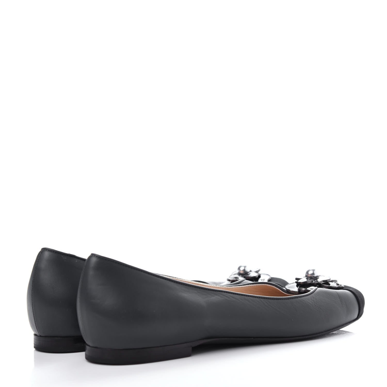 Chanel Lambskin Grosgrain Camellia Ballerina Flats 39.5 Black 4 of 10