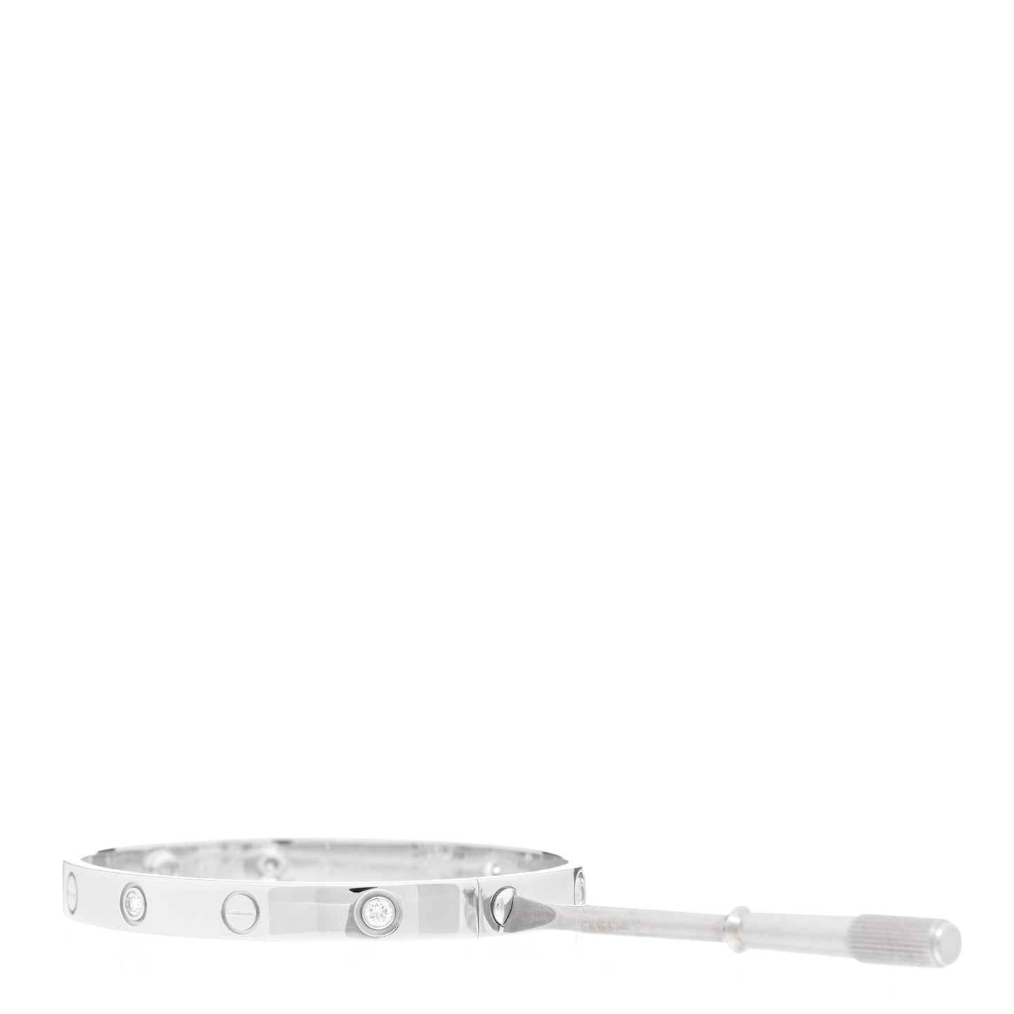 18K White Gold 6 Diamond LOVE Bracelet 17
