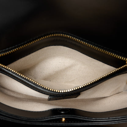Gucci Calfskin GG Matelasse Small Flap Shoulder Bag Black Natural 6 of 13