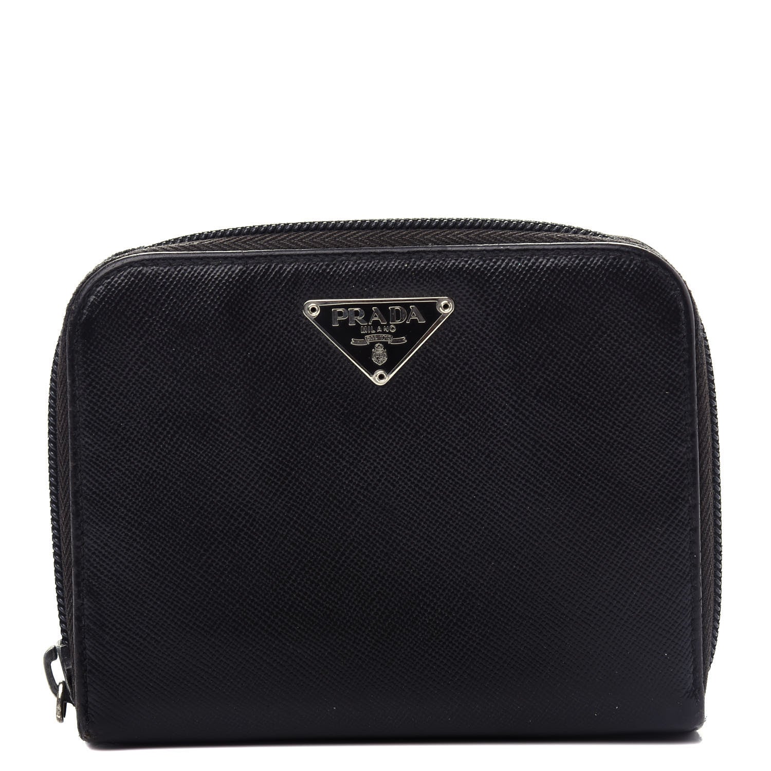 Prada Saffiano Metal Compact Wallet Black 1 of 14