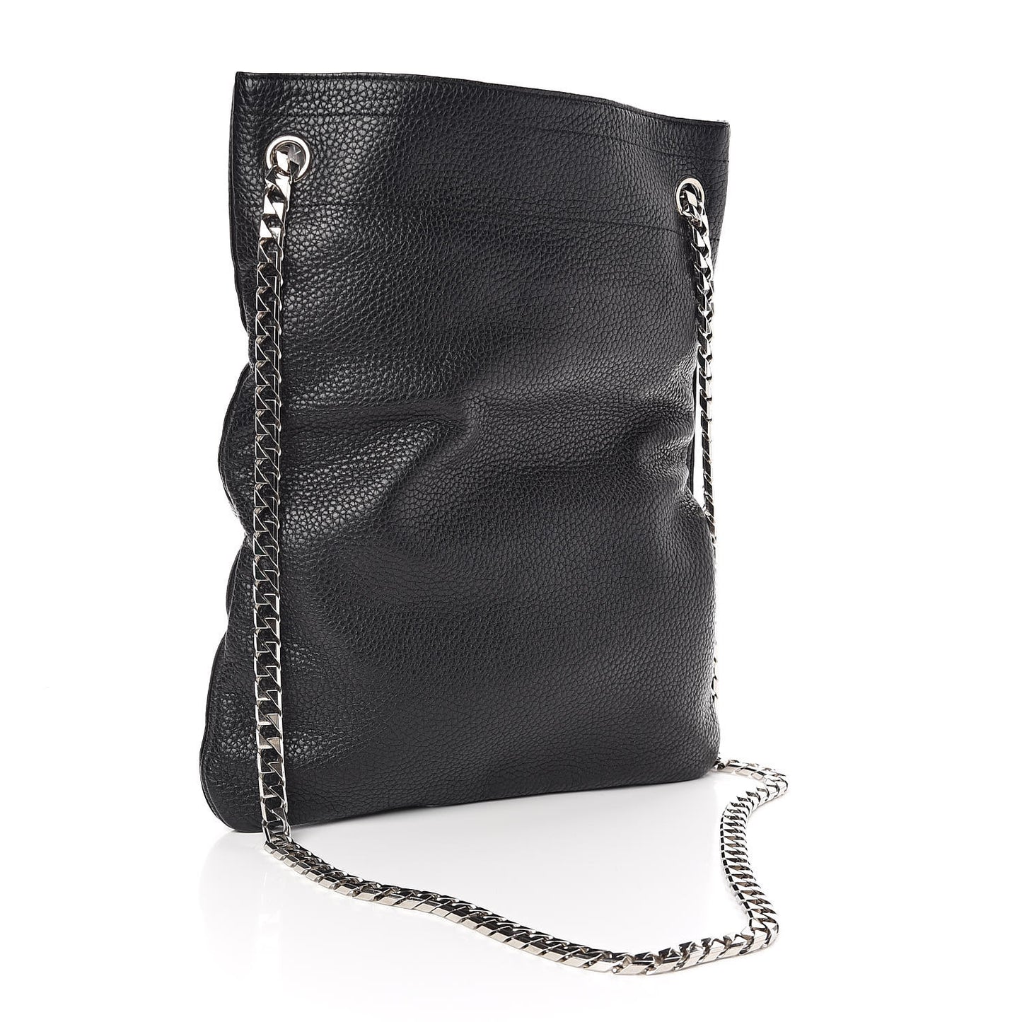 Pebbled Calfskin Large HDG Flat Tote Black