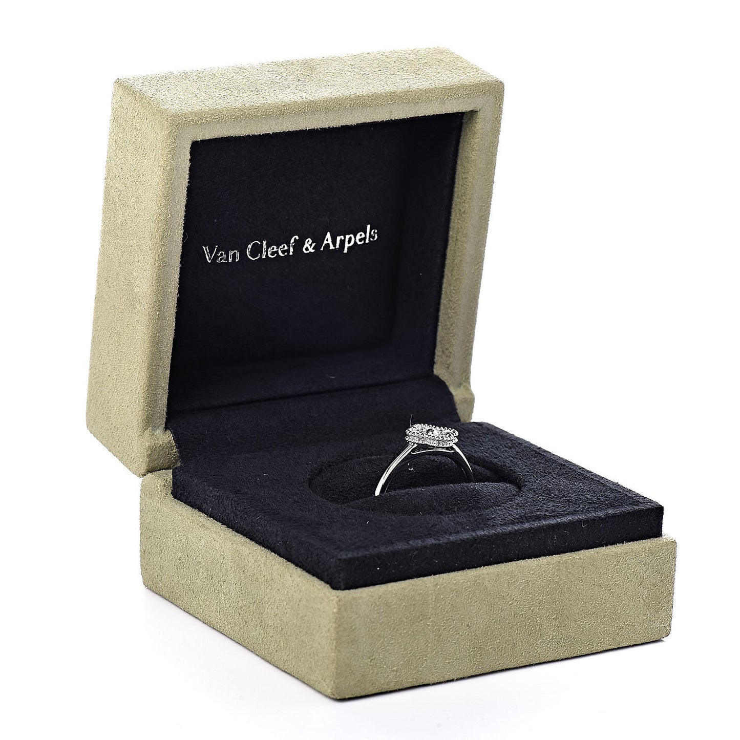 18K White Gold Diamond Sweet Alhambra Ring 53 6.5