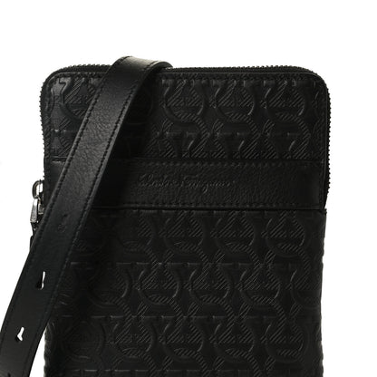 Salvatore Ferragamo Calfskin Gancini Embossed Travel Pouch Black 8 of 12