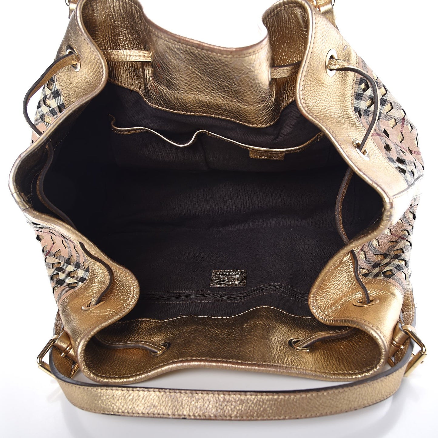 Haymarket Check Drawstring Claudia Bag Gold