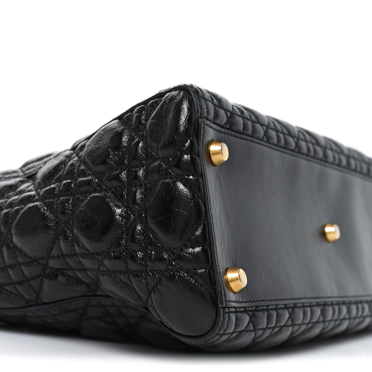 Christian Dior Crinkled Patent Cannage Large Lady Dior Black 9 of 10