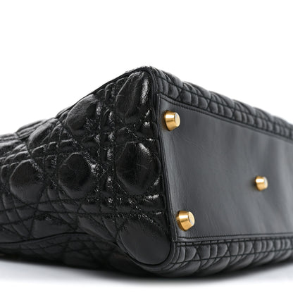 Christian Dior Crinkled Patent Cannage Large Lady Dior Black 9 of 10