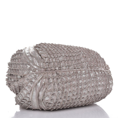 Fendi Metallic Boar Suede Fringed Spy Silver 4 of 9