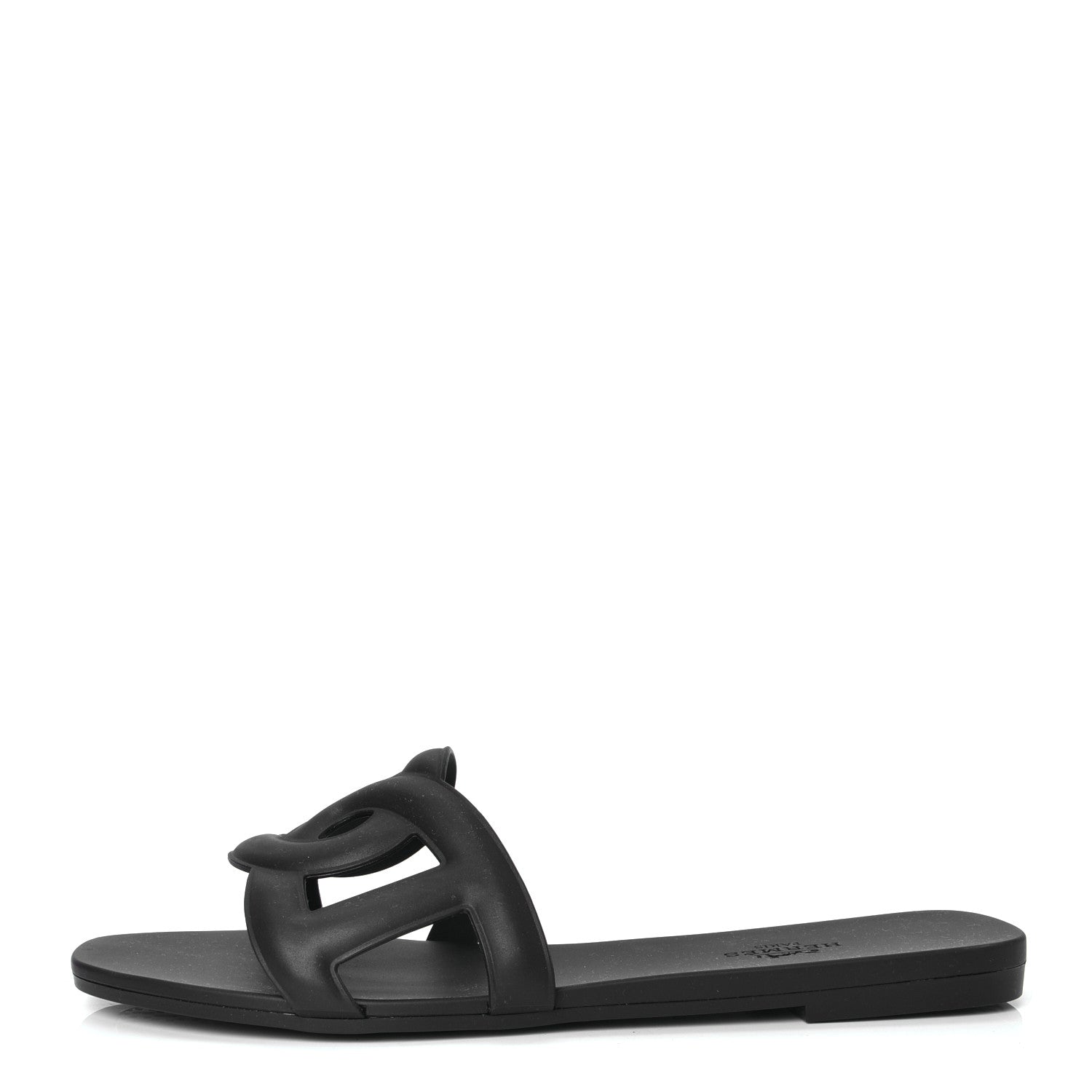 Hermes Rubber Aloha Sandals 37 Black 1 of 4