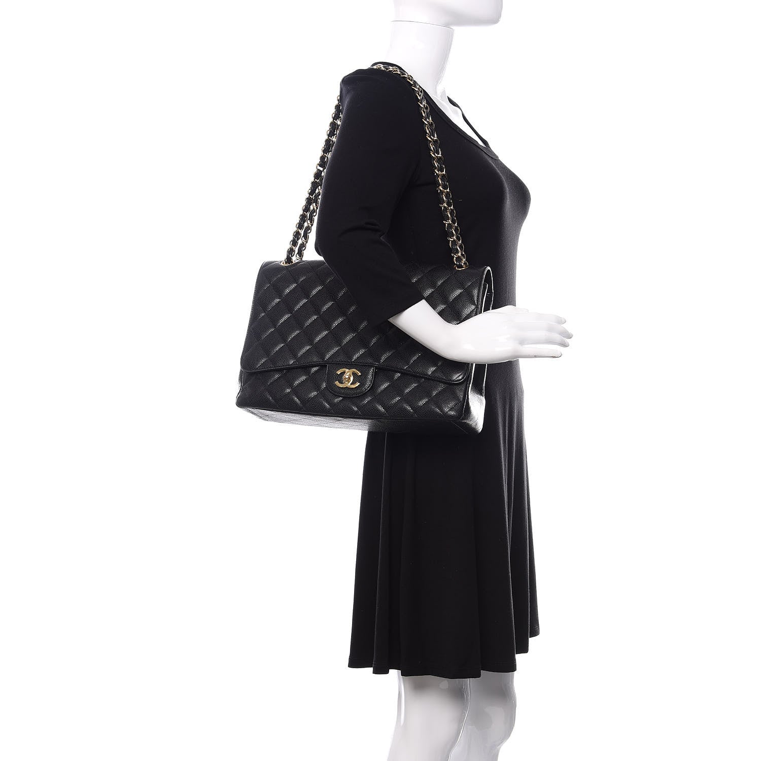 Chanel Caviar Quilted Maxi Single Flap Black 2 of 10