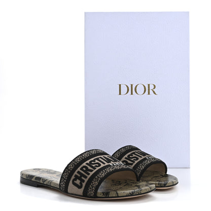 Christian Dior Canvas Embroidered Libellule Camouflage Dway Flat Slide Sandals 36 Natural Black 10 of 10