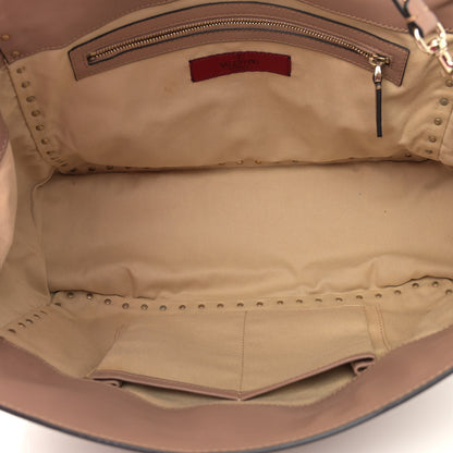 Valentino Garavani Vitello Rockstud Single Handle Flap Tote Beige 5 of 14