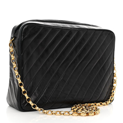 Chanel Lambskin Diagonal Quilted Tassel Camera Bag Black 3 of 9