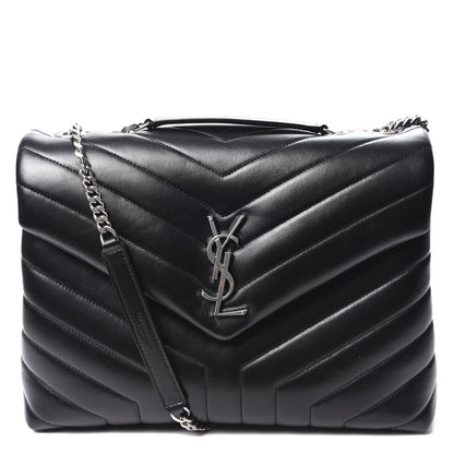 Saint Laurent Calfskin Y Quilted Monogram Medium Loulou Chain Satchel Black 1 of 11