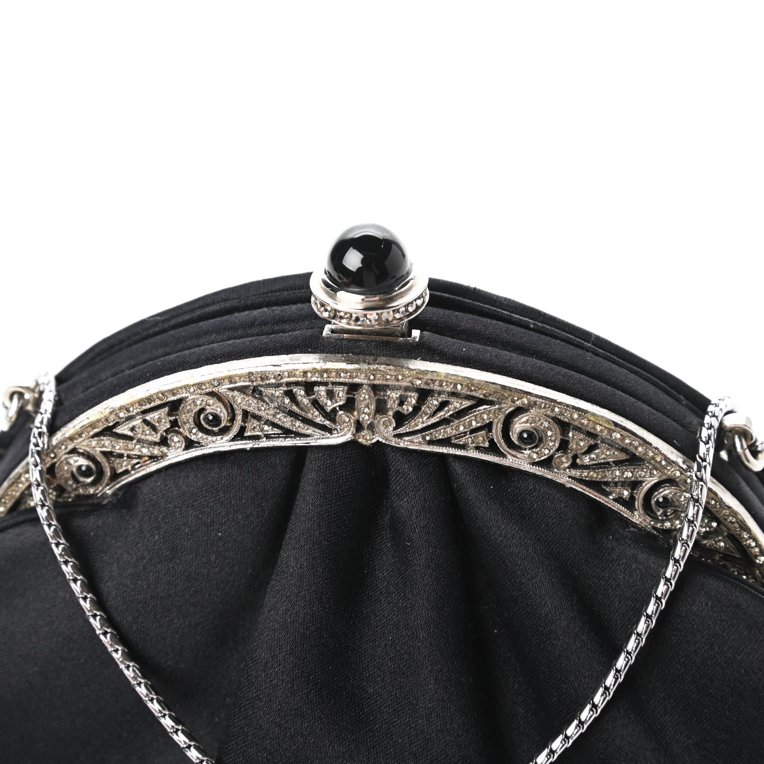 Judith Leiber Satin Crystal Pleated Evening Bag Black 11 of 11